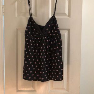 Black and pink polka dot tank